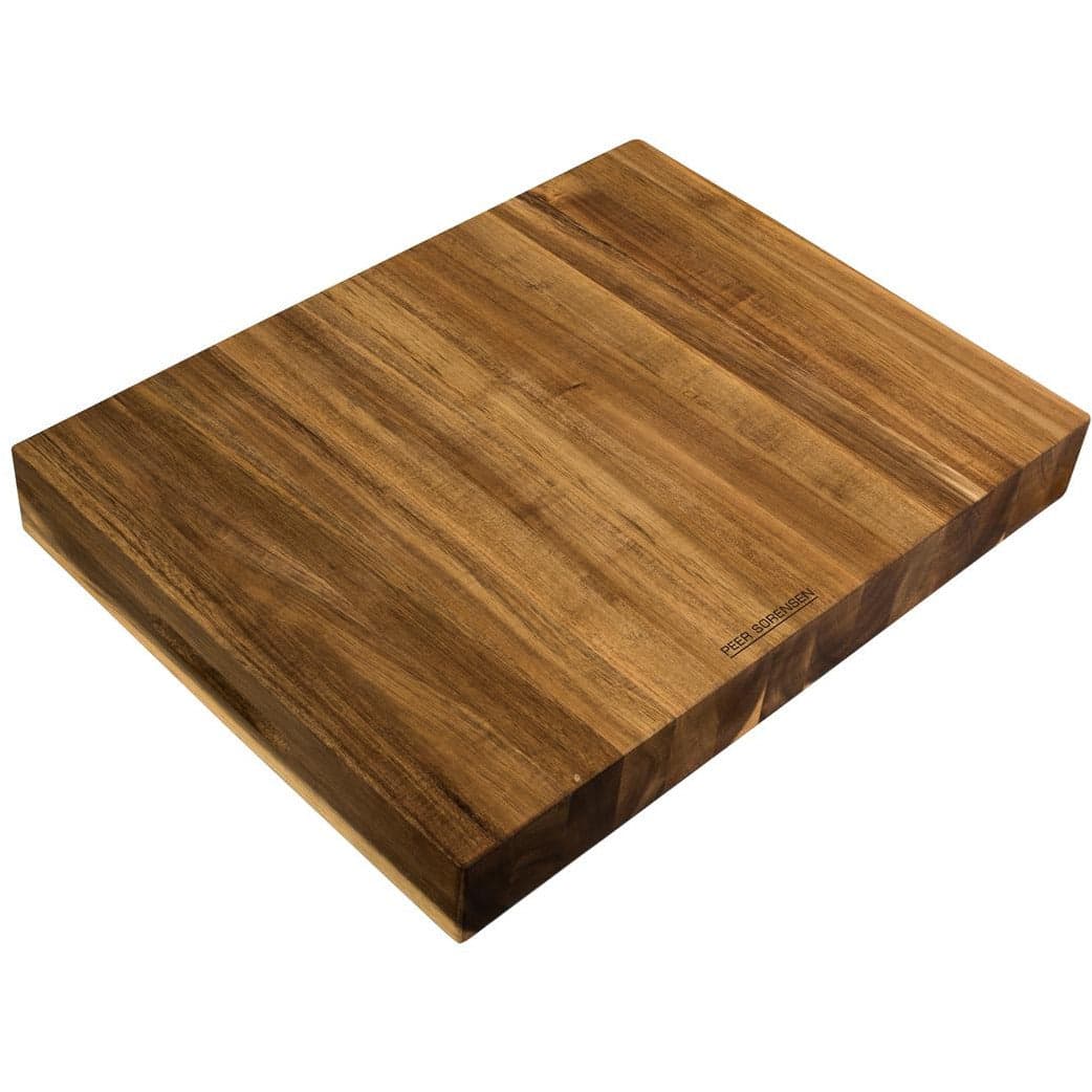 Rectangular acacia cutting board with a plain working surface