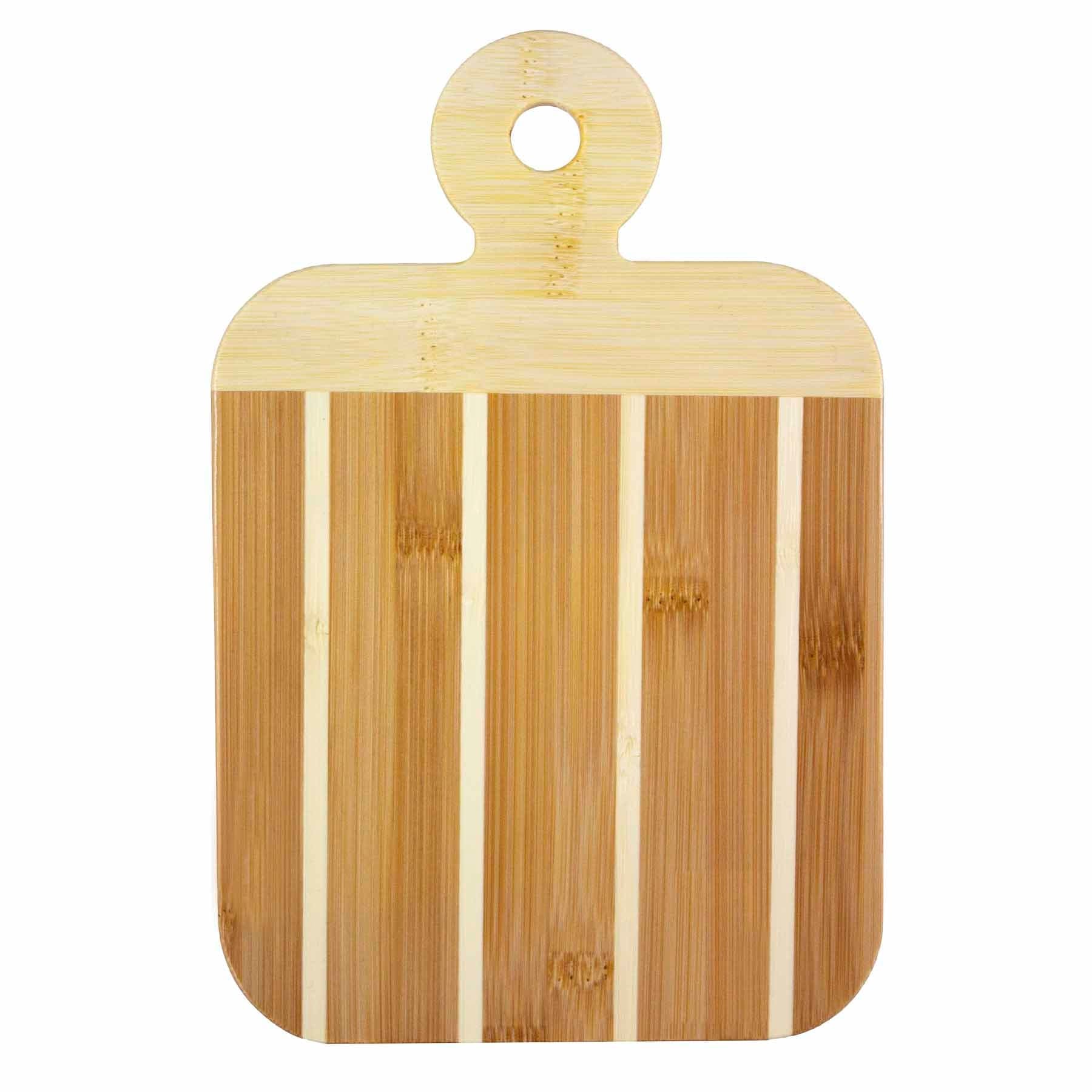 Bamboo cutting and serving board with an extended paddle handle