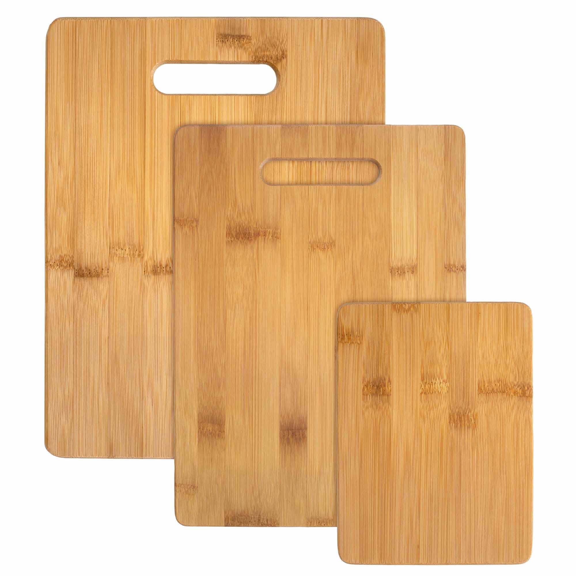 Bamboo cutting boards in graduated sizes presented as a set