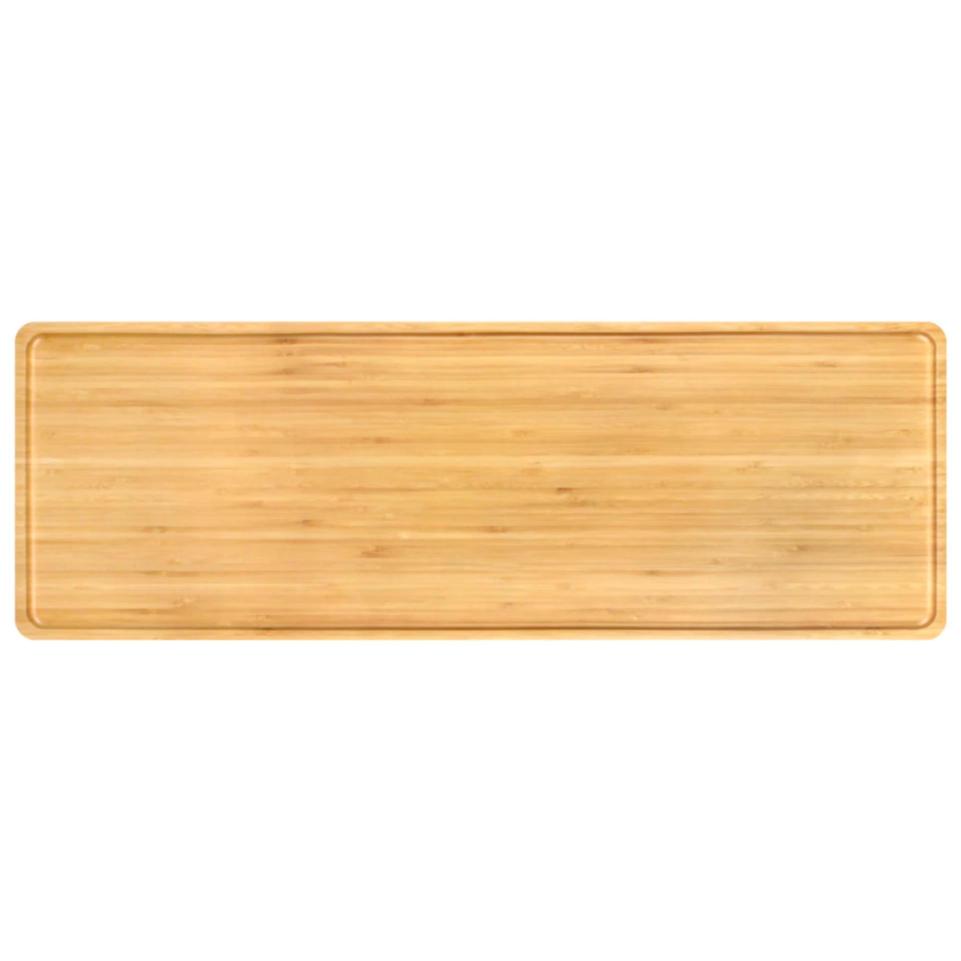 Long narrow bamboo tray with a raised edge